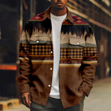 WIAOFELLAS  -  Retro Men's Patchwork Print Jackets Fashion Man Casual Coat Autumn Winter Men Lapel Single Breasted Pocket Loose Outerwears