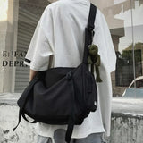 WIAOFELLAS  -  Unisex Oversized Crossbody Bag with Large Capacity and Street-Style Gothic Workmanship messenger bag men  canvas bag