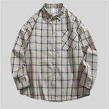 WIAOFELLAS  -  Spring Autumn Long Sleeve Casual Shirts Men American Style Checkered Shirt Mens Loose High Quality Vintage Tops Coat Male Couple