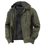WIAOFELLAS  -  Winter New Men Casual Jackets Hooded Zipper Pocket Fashion Solid Color Fleece Warm Outerwear Male Outdoor Hooded Hoodie Coats