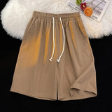 WIAOFELLAS  -  Summer Shorts Classic Solid Colour Thin Seaside Beach Pants Leisure Sports Straight Five Pants Elastic Waist Drawstring Shorts