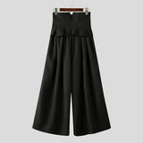 WIAOFELLAS  -  Men Wide Leg Pants Solid Color High Waist Joggers Casual Trousers Men Pleated Streetwear 2025 Fashion Male Pants S-5XL