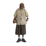 WIAOFELLAS  -  Summer Retro Brown Workwear Seven-Foot Pants Men's Loose Straight Wide Leg West Pants Trendy Casual Trousers