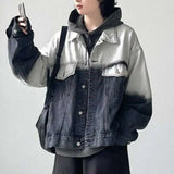 WIAOFELLAS  -  Tie Dye Design Men's Jackets Lapel Denim Contrast Color Casual Niche Tops Single Breasted Loose Male Coats Spring