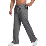 Wiaofellas  -  Men's Open Straight Fitness Sports Pants Casual Pants with Pockets