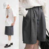 Wiaofellas  -  Men Commuter Plain Soft Pleated Suit Shorts Summer Fashion Youth Campus Outdoor Leisure Five Point Pants Men'S Clothing New