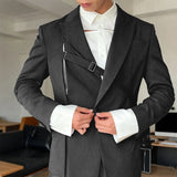 WIAOFELLAS  -  Men Irregular Blazer Striped Lapel Long Sleeve Casual Suit Men Streetwear Hollow Out Fashion Male Thin Coats Blazer
