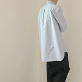 Wiaofellas  -  wear /men's loose korean trendy stand collar long sleeve shirts vent hme loose casual all-match white tops  new 2Y1420