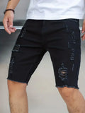 WIAOFELLAS  -  Jeans Shorts Men Vintage Knee Length Holes Design Knee-Length Shorts