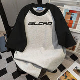 WIAOFELLAS  -  New Summer Black Grey Retro Patchwork Football Jersey Y2K Tshirt Sports Breathable Short Sleeve O-neck T-shirt for Women