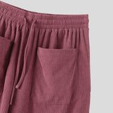 Wiaofellas  -  Men Pants Solid Color Joggers Loose Corduroy Drawstring Trousers Men Streetwear Fashion Casual Wide Leg Pants Men