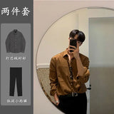 WIAOFELLAS  -  Corduroy Casual Long Sleeve Shirt Men's Autumn New Fashion Trendy Outerwear