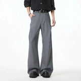 WIAOFELLAS  -  New Simple Men's Suit Pants Solid Color Casual Splicing Bottom Wide Leg Loose Male Spring Trousers Menswear Korean