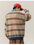 WIAOFELLAS  -  Men Smooth Striped Sweater Winter Knitted Jumpers Pullover Men Streetwear Hip Hop Harajuku Japan Style Patchwork Grey Sweaters