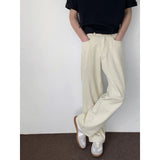 WIAOFELLAS  -  Baggy Beige Jeans Men Fashion Casual Oversized Wide Leg Jeans Men Streetwear Korean Loose Straight Denim Pants Mens Trousers