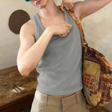 WIAOFELLAS  -  Men Tank Tops Solid Color O-neck Sleeveless Plush Casual Male Vests Streetwear Fleece Summer Fashion Men Clothing 2026