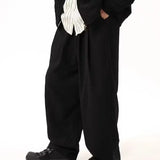 WIAOFELLAS  -  Loose Casual Pants Men's Korean Sle Trendy Drapey Thin Autumn Winter Floor-Length Wide Leg Pants Busin Casual Polyester