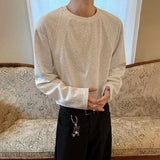 Wiaofellas  -  Men's Solid Color Stitching Long-Sleeved Sweatshirt American Retro Fashion Trend Street Casual Loose Breathable Niche Men's Tops
