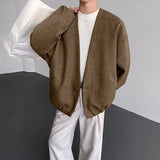 WIAOFELLAS  -  Men Jackets Solid Color Long Sleeve Open Stitch Casual Male Thin Coats Loose Streetwear Fashion Cardigan Outerwear Men