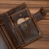 WIAOFELLAS  -  High Quality Genuine Leather Card Wallet Men Women RFID Genuine Leather Short Wallet Multi Cards Slots Button Man Purse