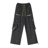 Wiaofellas  -  American Retro Plush Fleece Overalls for Men Loose Hip Hop Street Dance Drawstring Long Trousers Trendy