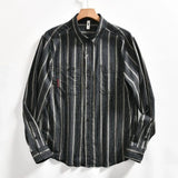 WIAOFELLAS  -  Japanese Striped New Retro Men's Trendy and Fashionable Loose Casual Shirt Long Sleeve Top Shirt Versatile Jacket