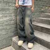 WIAOFELLAS  -  Fashion Summer Men's Gradient Do Old Design Loose Denim Pants Vintage Wide Leg High-waisted Straight Jeans Male