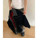 WIAOFELLAS  -  High Street Men's Coats Turn-down Collar PU Leather Patchwork Metal Rivets Zipper Solid Color Casual Male Jackets