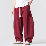Wiaofellas  -  Oversized Men Wide Leg Pants Elastic Waist Joggers Trousers Male Casual Harem Pants Baggy Fashion Men Sweatpants Large Size 5XL