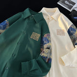 WIAOFELLAS  -  Embroidery Patchwork Bear Long Sleeve Shirt for Men Retro Loose Couple Shirt Jacket Large Size Unisex Blouses