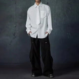 WIAOFELLAS  -  Spring New Men's Wide-Leg Patchwork Trousers American Retro Fashion Trendy High Street Loose Casual Niche Men's Bottoms