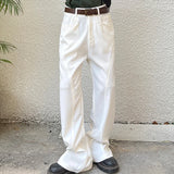 WIAOFELLAS  -  Men Suit Pants Trousers Men Business Suit Pants Formal Dress Pants Wide Leg Loose Man Classic Solid Color Long Trousers A074