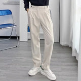 WIAOFELLAS  -  Ltalian Style Gentleman Suit Pants For Men Business Casual Slim Fit Naples Trousers Fashion Paris Buckle Straight Pants