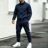 Wiaofellas  -  Men's Tracksuit Autumn Casual Joggers Stand Collar Fleece Sportswear Jackets And Pants 2 Piece Sets Hip Hop Running Sports Suit