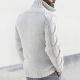 WIAOFELLAS  -  Autumn Winter New Men's Turtleneck Cardigan Zipper Long Sleeve Knitted Coat Sweaters Jacket Men Solid Color Knit Sweatercoat Man