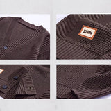 Wiaofellas  -  Men's autumn and winter fashion cardigan sweater button jacket slim fit for luxury brand knitted thick sweater jacket