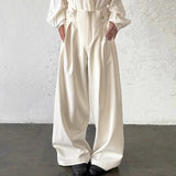 WIAOFELLAS  -  2025 Men Long Pants Solid Color Joggers Pleated Button Male Wide Leg Trousers Streetwear Oversize Korean Fashion Pants