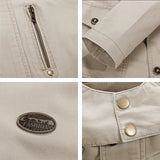 WIAOFELLAS  -  Autumn Men's Cotton Workwear Coat Solid Detachable Hooded Loose Jacket Men Spring Multi Pockets Outdoors Windproof Jackets Male