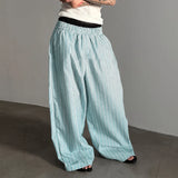 WIAOFELLAS  -  Men Striped Pants Joggers Elastic Waist Oversize Casual Wide Leg Trousers Men Streetwear 2025 Fashion Male Long Pants
