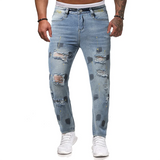 WIAOFELLAS  -  Men Distressed Ripped Jeans Motorcycle Pants Men Biker Jeans Fashion Motorcycle Hole Denim Pants Man Street Hip Hop Trousers