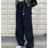 WIAOFELLAS  -  New Autumn and Winter Fashion Korean Version Patchwork Retro Workwear Wide Leg Loose and Versatile Handsome Youth Casual Pants