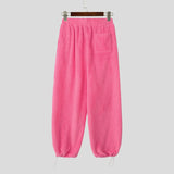 WIAOFELLAS  -  Men Pants Solid Color Elastic Waist Joggers Plush Fleece Trousers Men Streetwear Loose Fashion Casual Male Long Pants