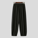 WIAOFELLAS  -  Men Pants Solid Color Elastic Waist Loose Wide Leg Trousers Men Streetwear 2025 Joggers Fashion Casual Long Pants S-5XL