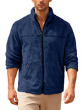 Wiaofellas  -  Men's Zipper Fleece Jacket Stand Collar Slim Fit Casual Large Size Autumn Winter Outerwear Thickened