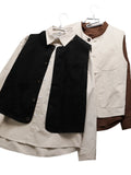 WIAOFELLAS  -  Men's Japanese Casual Vest, Retro Workwear Style, 100% Cotton Pocket Detail, Loose Fit for Outdoor and Cafe Work