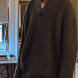 WIAOFELLAS  -  Sweater and Sweater Jacket Men's Autumn Cardigan Solid Color Versatile Relaxed Lazy and High-end Top Couple's Jacket