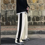 WIAOFELLAS  -  Hong Kong Style Spliced Wide Leg Casual Pants Men's and Women's Versatile Pants Sports Pants Loose Pants Trendy