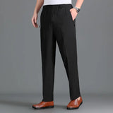 Wiaofellas  -  Men's Summer Middle-aged and Elderly Ice Silk Pants Daddy Outfit Casual Loose High Waist Deep Large Size Straight Thin Trousers