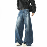 WIAOFELLAS  -  Mens Loose Wide Leg Jeans High Street Patchwork Vintage American Trendy Urban Fashion Hip Hop Oversized Trousers Streetwear