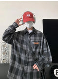 Wiaofellas  -  Retro Plaid Shirt with Long Sleeves for Men's Design Loose Feel
